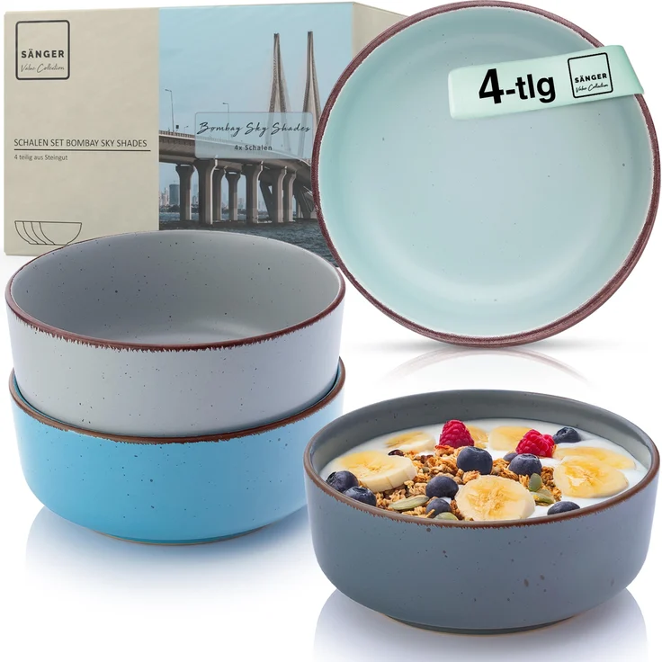 SÄNGER Steingut Schalen Bombay Sky Shades 4 teilig – Bild 1