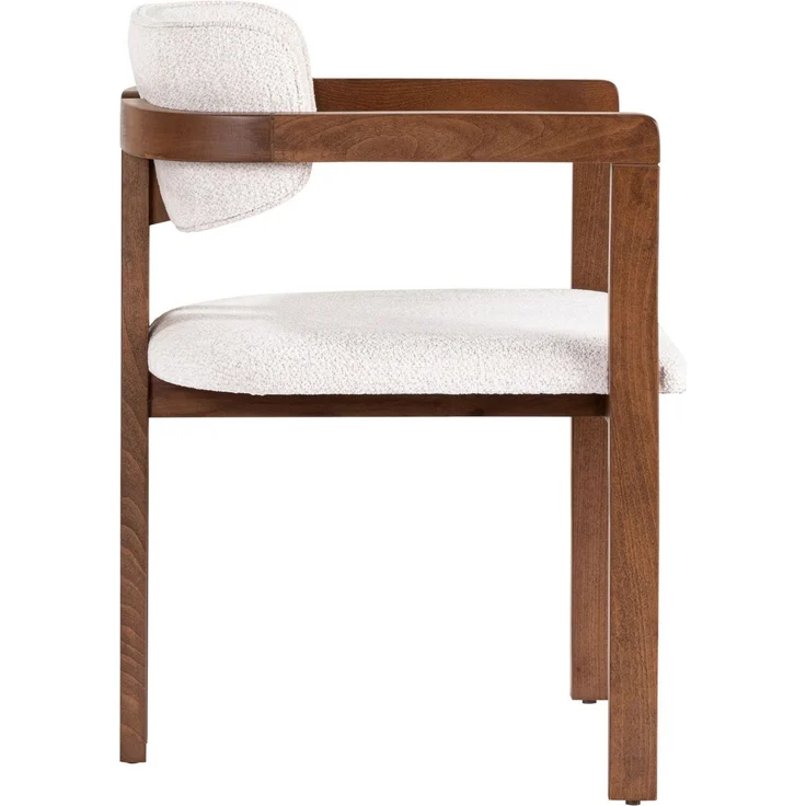 Modern Beech Wood Chair with Chenille Texture Fabric, Easy Clean, White & Walnut, 54 x 76 x 54 cm | Comfortable 5 cm Foam Seat, Perfect for Home Office & Contemporary Spaces – Bild 3