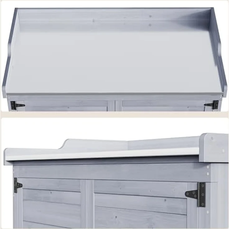 Bealife Pflanztisch mit Unterschrank, Gartenschrank mit Arbeitsplatte mit 1 Bewegbarer Einlegeboden für den Innen- und Außenbereich (Grau, 48T x 98B x 95H) – Bild 6