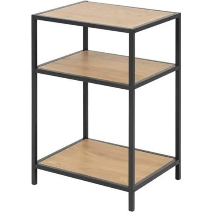 Selsey Seaford - Standregal/Beistellregal - Schwarz/Eiche - Industrial-Style - 63 cm hoch
