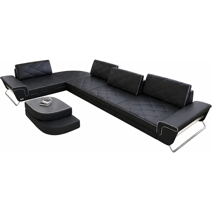 Sofa Dreams - Ecksofa Rotello – Leder - Kunstleder - schwarz-weiß - Rechts – Bild 8
