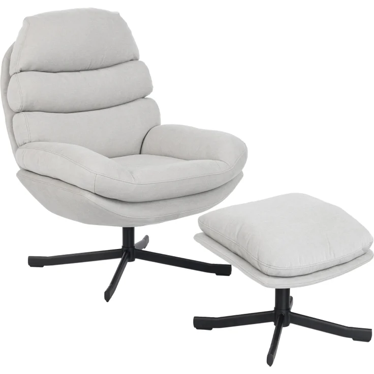 Relaxsessel mit Ottomane, Chenille, 360° drehbar, breite Sitzfläche, Stahlkreuzbasis, bis 120kg, gemütlich – Bild 8