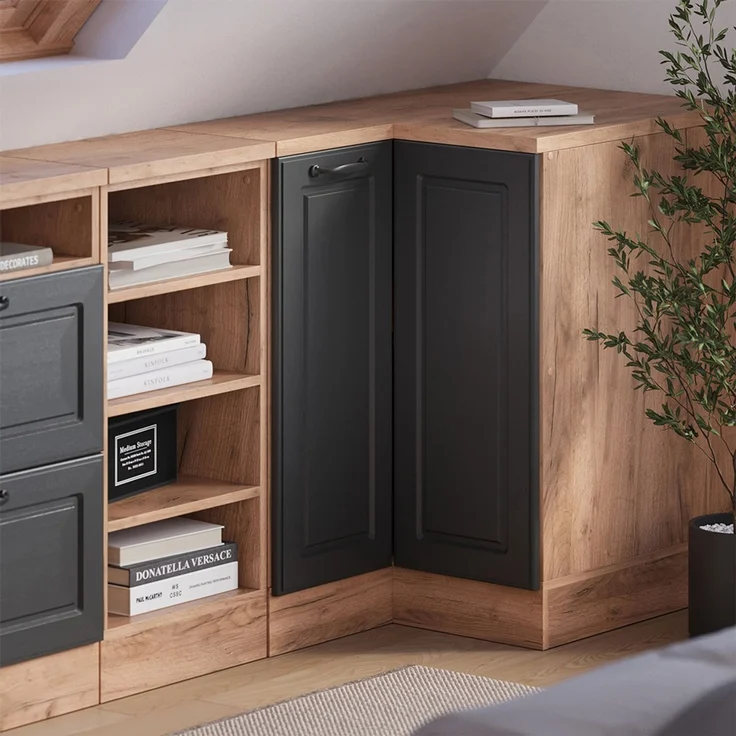 Dachschrägenschrank Eckschrank Rion Anthrazit Landhaus 75.6 x 81.6 cm mit 1 Tür, Schrankkorpus 60 cm Tiefe Vicco – Bild 6