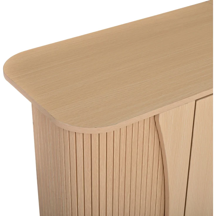 DESVIAE Sideboard Naturfarben aus MDF – 140x88x40 cm – 2 Rollotüren, verstellbarer Einlegeboden – Bild 9