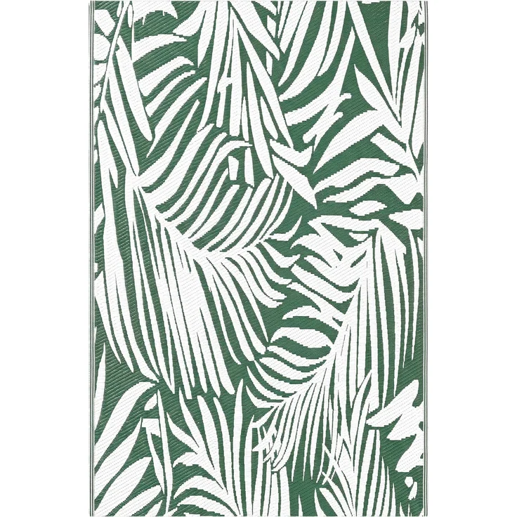 MELAYR, Outdoor Teppich Wendbares Wetterfest Outdoorteppich Carpet mit Blätter-Muster, 152 x 243 cm Dunkelgrün – Bild 1