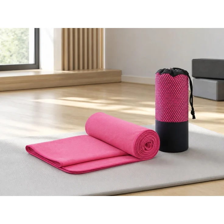 Mikrofaser-Sporthandtuch schnelltrocknend für Yoga und Fitness Rosa 40 x 80 cm – Bild 2