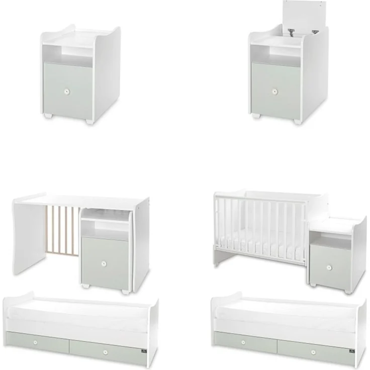 Lorelli Babybett Trend Plus 70x160cm Schreibtisch Kinderbett Schubladen Kommode grün – Bild 4