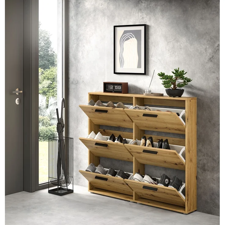 Schuhkipper >See< in Eiche Artisan, Melaminbeschichtet - 116x103x17cm (BxHxT) – Bild 5