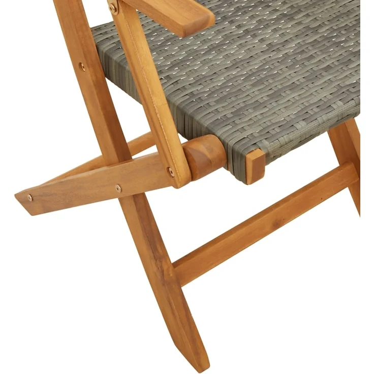 vidaXL Gartenstühle 2 Stk. Grau Massivholz Akazie und Poly Rattan 367664 – Bild 9