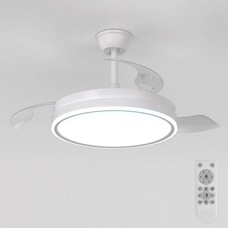 DELIPOP – 36W LED – Deckenventilator mit Fernbedienung – versenkbare Flügel – 6 Geschwindigkeitsstufen, 3000 – 6500 K – für Wohnzimmer, Esszimmer – Weiß – 106x106x39cm