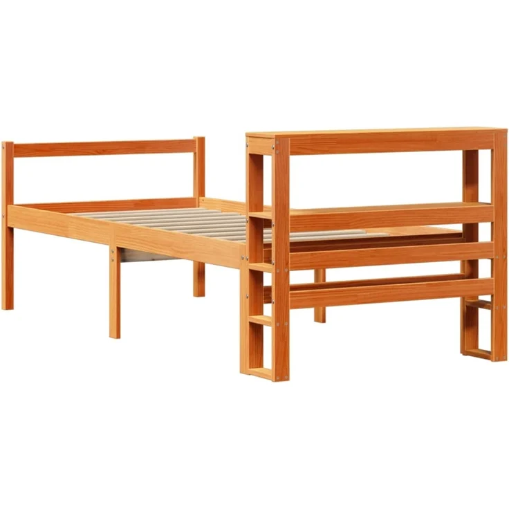 Einzelbettgestell Design für Erwachsene mit Kopfteil ohne Matratze Wachsbraun 75x190 cm d3118e – Bild 6
