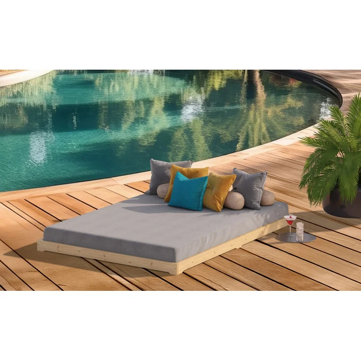 Stabiles Gästebett extra niedriges Bettrahmen Futonbett 120x200 Kiefer klar lackiert V-60.47K-12ohne Zubehör – Bild 2