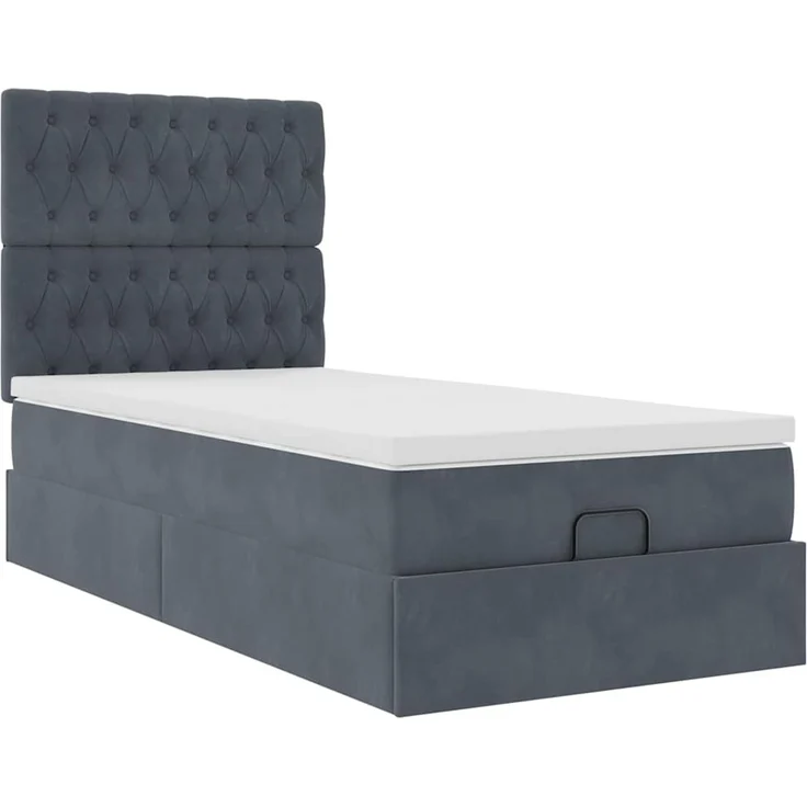 vidaXL Ottoman-Bett mit Matratzen & LEDs Dunkelgrau 80x200 cm Samt 3314355 – Bild 5