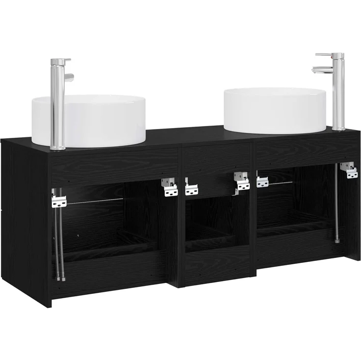 vidaXL Badezimmerschrank-Set 3 stk. Schwarz 129 x 44,5 x 80 cm 3405956 – Bild 7