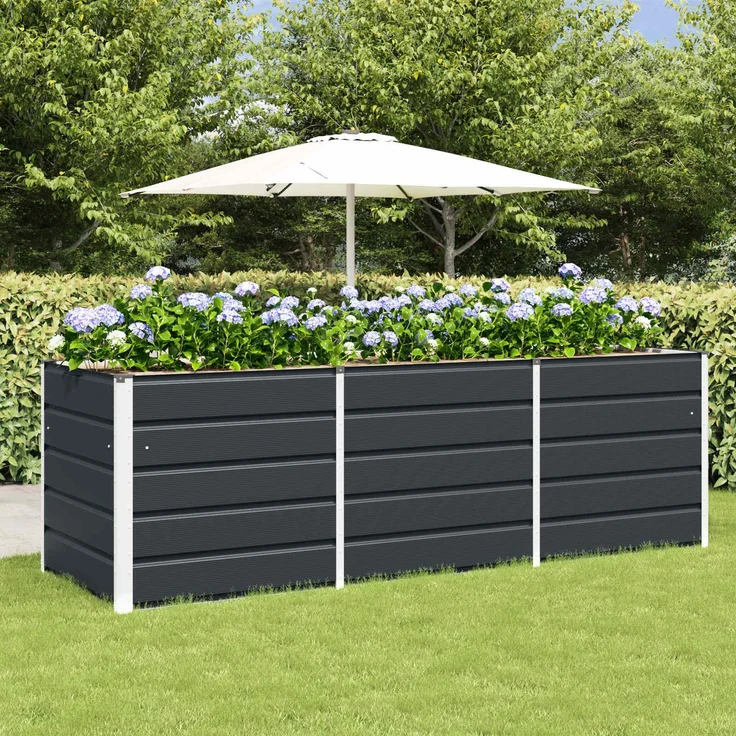 Pflanzkübel, Blumentopf, Blumenkasten Anthrazit 240 x 80 x 75 cm Stahl – Bild 1