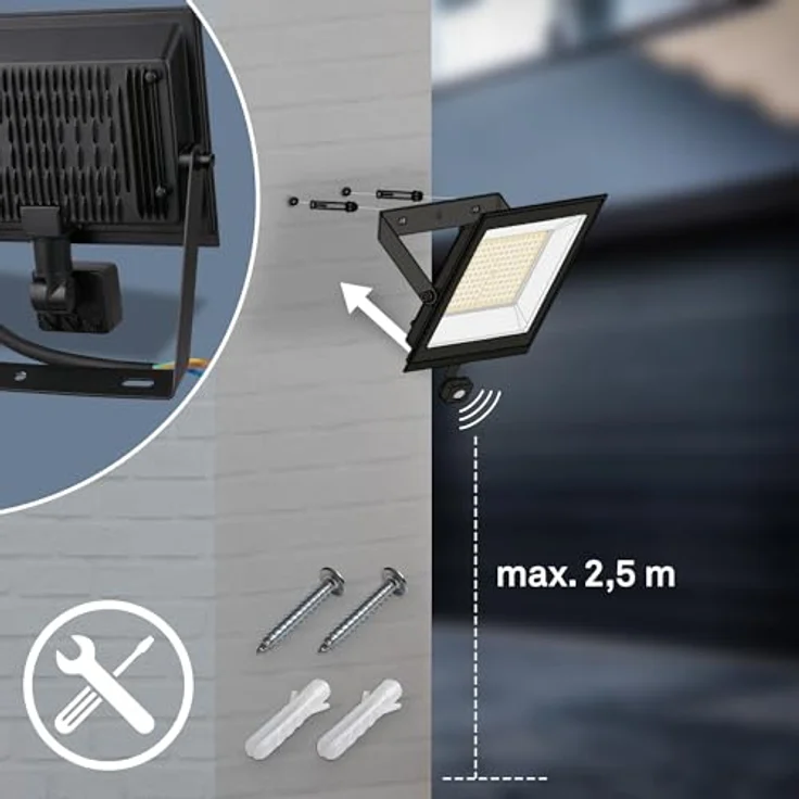 Briloner Leuchten LED Flutlichtstrahler VARO, LED fest integriert, 14x19x4 cm, Garage, Garten, Auffahrt – Bild 6