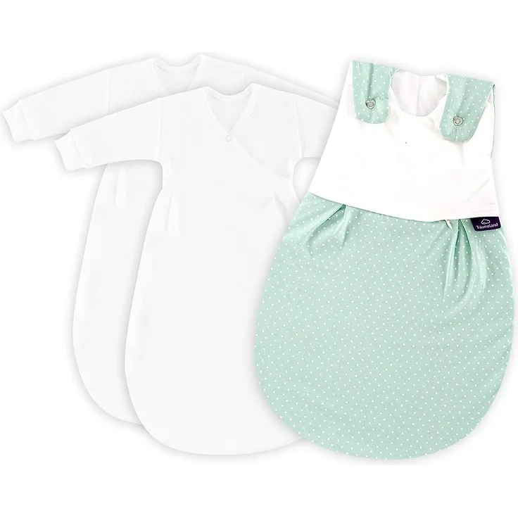 Träumeland Babyschlafsack LIEBMICH 3tlg. Set Pünktchen mint, Größe 80/86
