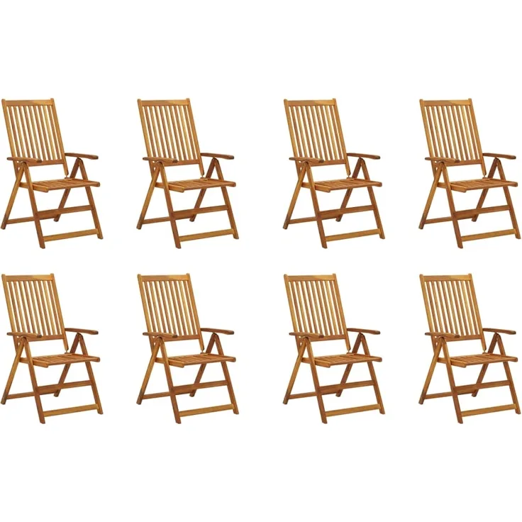 vidaXL Klappbare Gartenstühle mit Kissen 8 Stk. Massivholz Akazie 3075062
