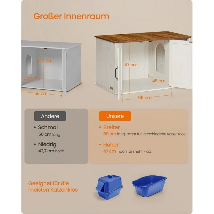 FEANDREA Katzentoilette, Katzenhaus, Katzenklo-Schrank, Vordereingang mit Doppeltür – Bild 3