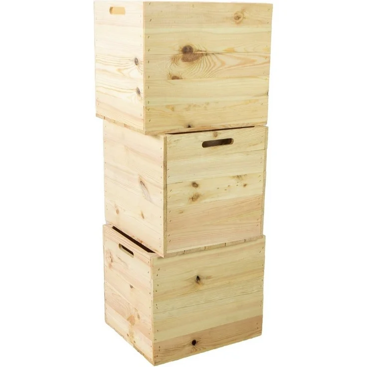 Kistenkolli Altes Land Allzweckkiste 3er set Holzkiste Natur passend für Kallax und Expeditregale Kallaxkis (Spar-Set, 3er Set) – Bild 1