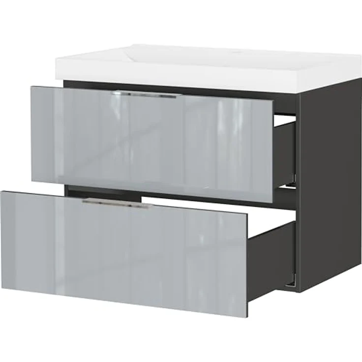 Germania Waschtisch inkl. Becken 9087-587 GW-CELANO, mit Zwei Schubladen, in Graphit/Silbergrau, 81 x 65 x 46 cm (BxHxT) – Bild 5