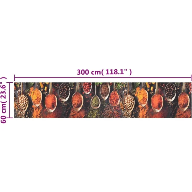 vidaXL Küchenteppich Waschbar Löffel & Gewürze 60x300 cm Samt 136545 – Bild 5