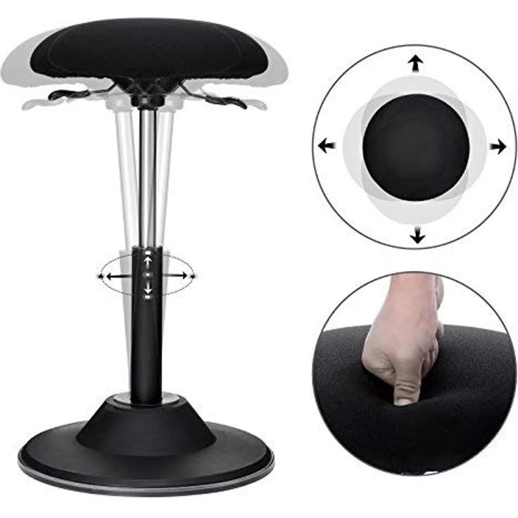 Höhenverstellbarer Bürohocker, ergonomischer Arbeitshocker, um 360° drehbarer Hocker, Sitzhöhe 50-70 cm, mit Anti-Rutsch-Bodenring OSC01BK – Bild 5
