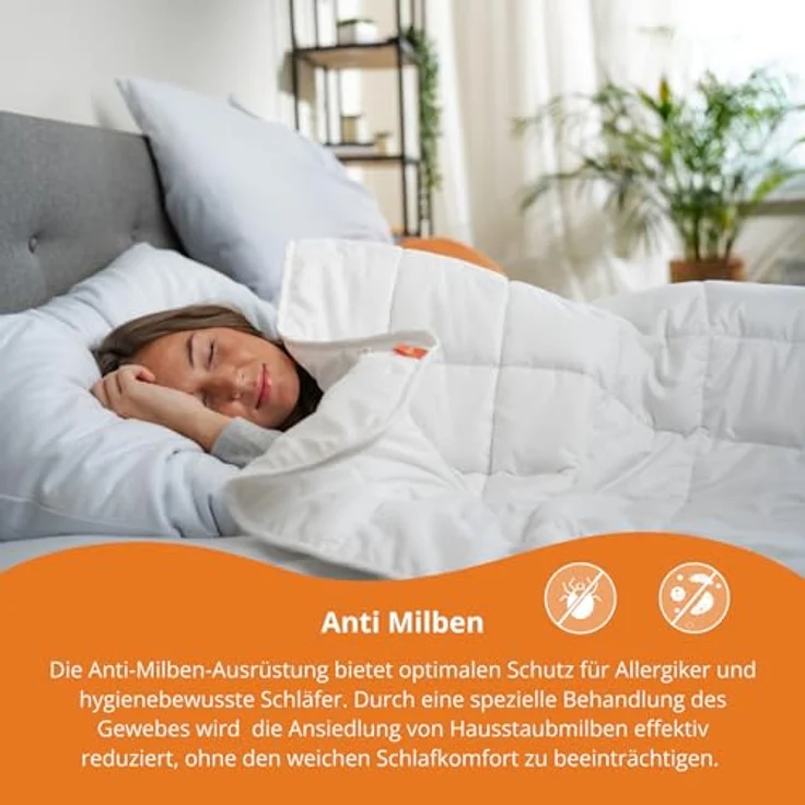 sleepling Microfaserbettdecke für Allergiker, Füllung: hochwertige Markenvollfaser aus 100% Polyester, antibakteriell, antimilben, Peachskin – Bild 3