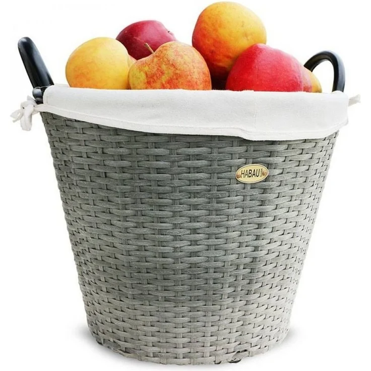 HABAU Holzkorb mit Stoffeinsatz, 48 cm, Grau, aus Polyethylen, mit Metallrahmen – Bild 2