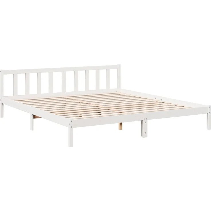 vidaXL Massivholzbett Extra Lang ohne Matratze Weiß 180x210 Kieferholz 852439 – Bild 3