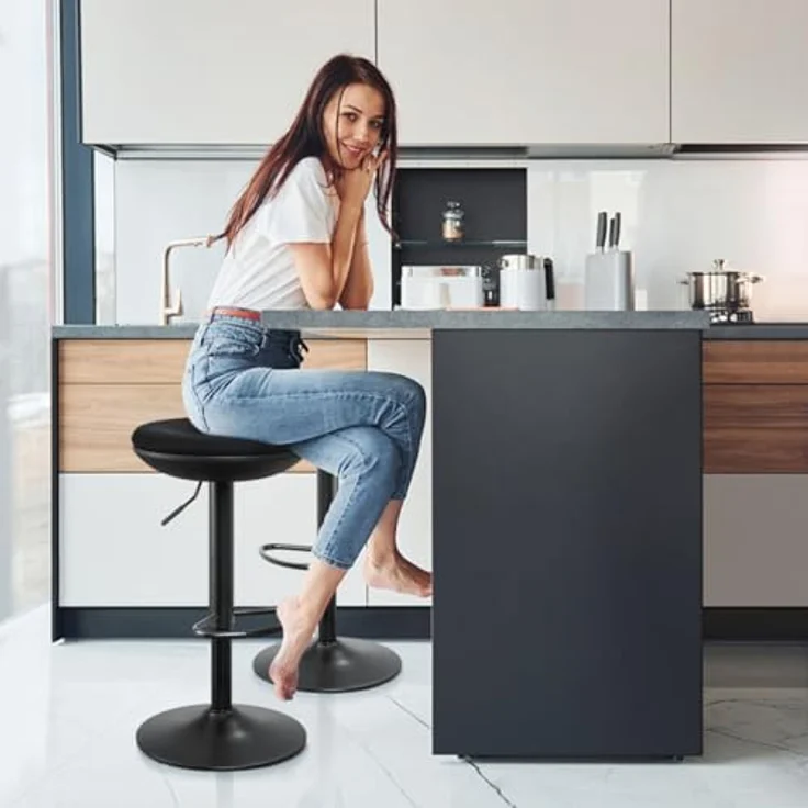 IWMH Drehhocker Höhenverstellbar Bürohocker, Drehbar Arbeitshocker ohne Rollen – Bild 10