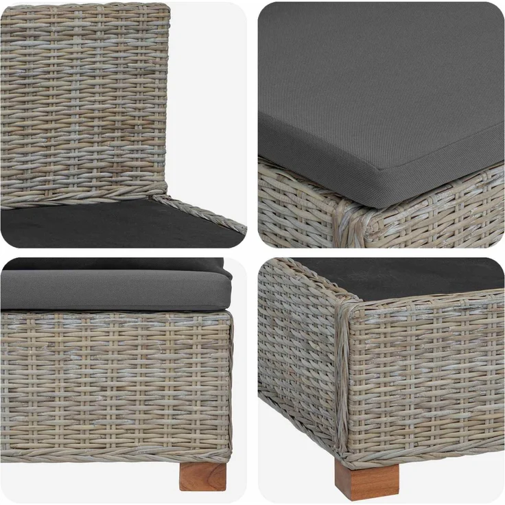 vidaXL 2 Stk. Rattan-Lounge-Set mit Kissen GENDT Naturrattan Kubu Grau 42034410 – Bild 7