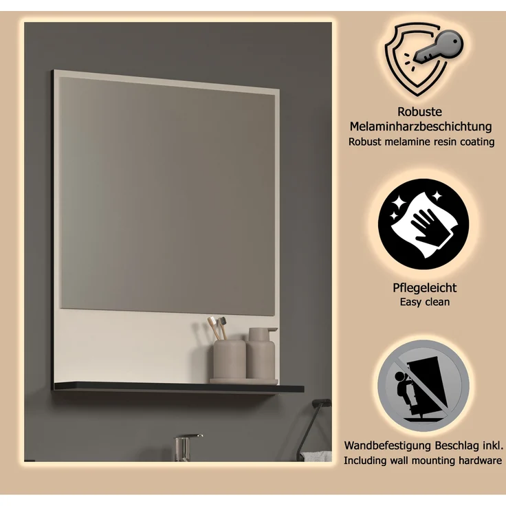 Badezimmer Spiegel Bliss in grau 60 cm – Bild 7