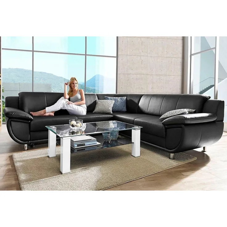 TRENDMANUFAKTUR Ecksofa Rondo wahlweise mit Schlaffunktion, bequeme Armlehnen, Bestseller, L-Form, wahlw. mit Federkern, Füße chromfarben, Unser Dauertiefpreis