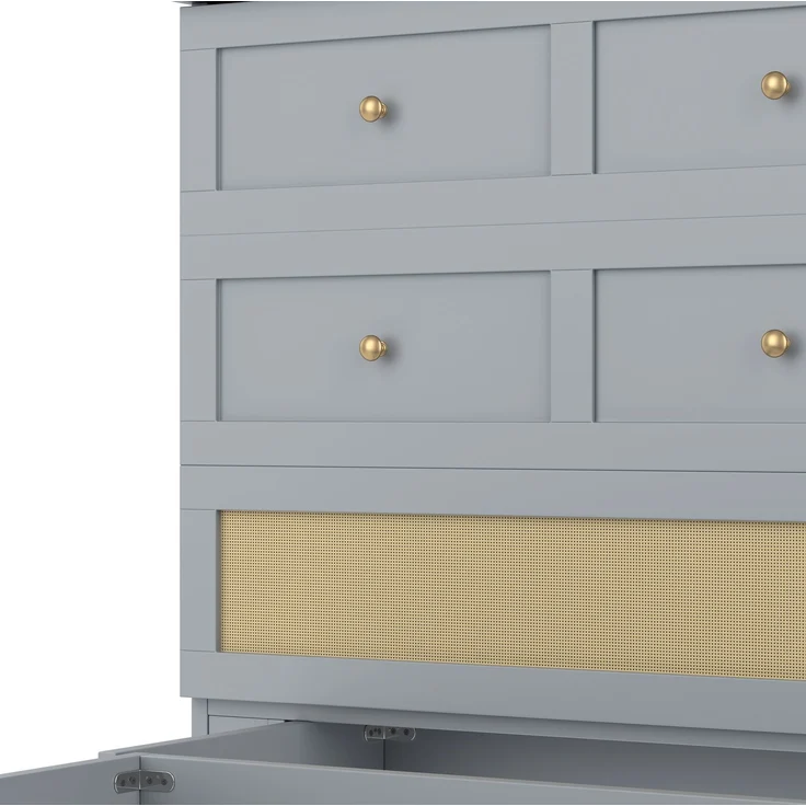 CHICFURN Bett MDF Grau 140x200 cm mit Schubladen, USB-Anschluss und Steckdose – Bild 6