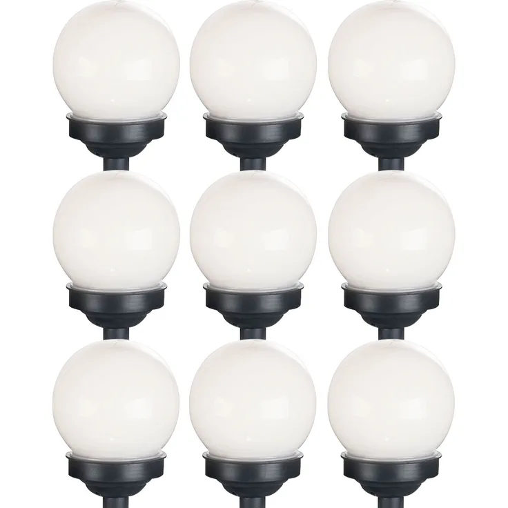 9er Set LED Solarkugel weiß, Erdspieß, DxH 10x38 cm