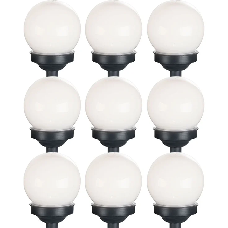 9er Set LED Solarkugel weiß, Erdspieß, DxH 10x38 cm – Bild 1