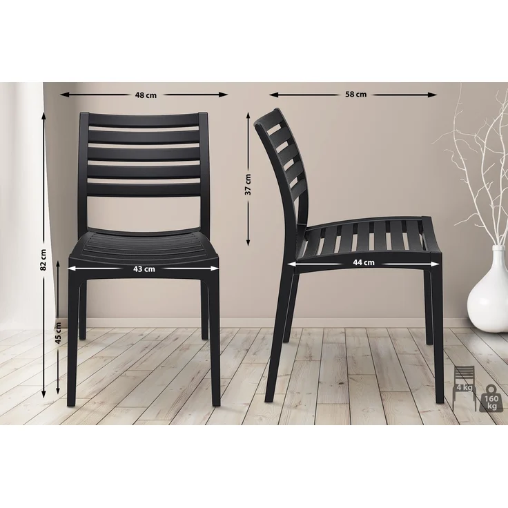 CLP 2er Set Gartenstühle Ares stapelbar und mit modernem Design,schwarz – Bild 3