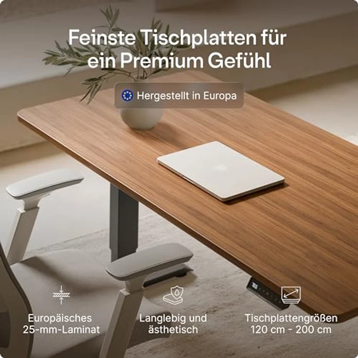 Höhenverstellbarer Schreibtisch - Höhenverstellbar Elektrisch mit Flüsterleisem Dual-Motor & Touchscreen - Hohe Tragfähigkeit - Stehtisch von Desktronic, Schwarz + Nussbaum, 160x80 cm – Bild 9
