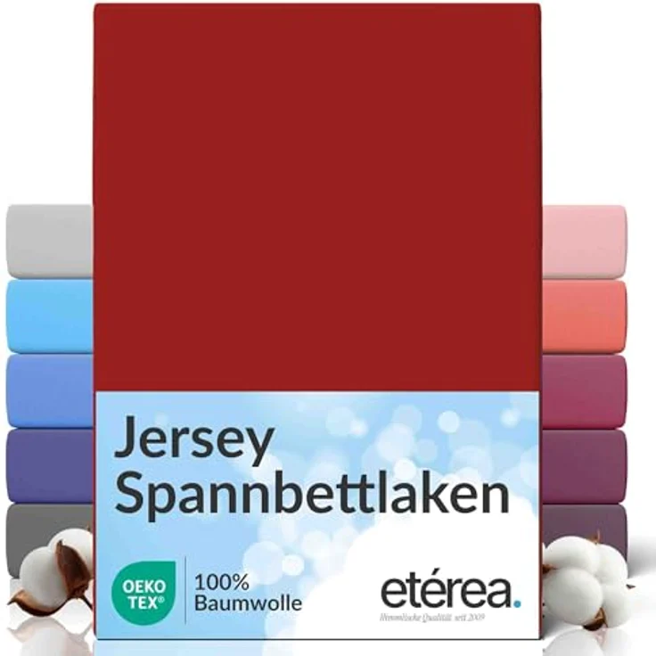 etérea Comfort Jersey Spannbettlaken Kirsche 200x200 cm - 200x220 cm – Bild 2