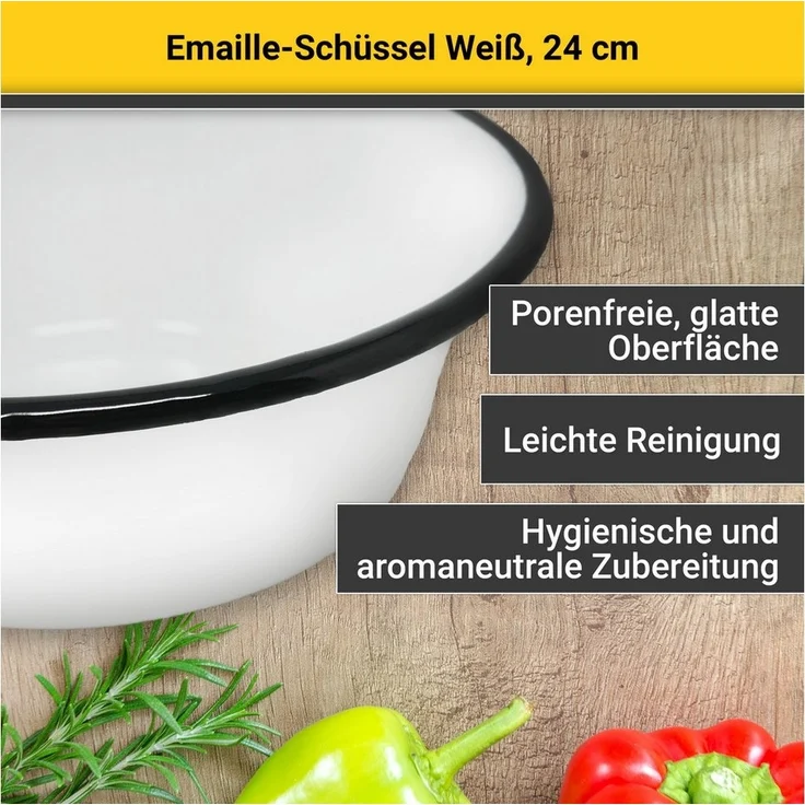 Schüssel 24 cm aus Haushaltemaille / Karl Krüger / Emaille - Schüssel – Bild 2