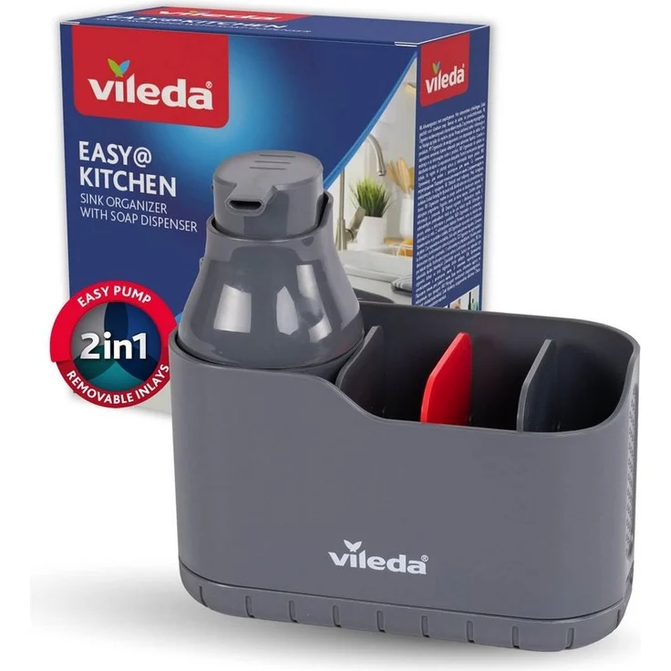 Vileda Küchenorganizer-Set Spülbeckenorganizer mit Seifenspender Polypropylen, (Set, Set), mit Seifenspender für Schwämme & Bürsten – Bild 5