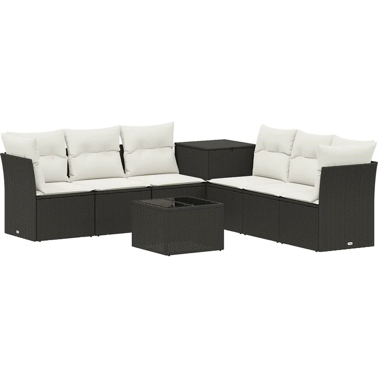 vidaXL Sofa Set 8 stk. Schwarz und Cremeweiß 55 x 55 x 37 cm 3448261 – Bild 2