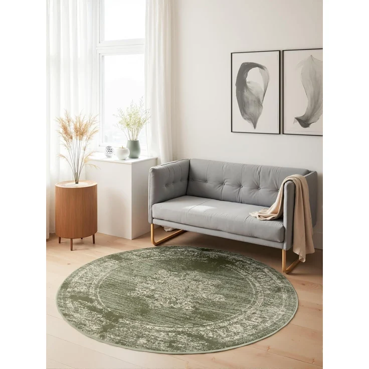 HANSE Home Teppich Lydia, rund, Höhe: 9 mm, Wohnzimmer, Schlafzimmer, Flur, Kurzflor, orientalisch, Vintage, weich – Bild 1