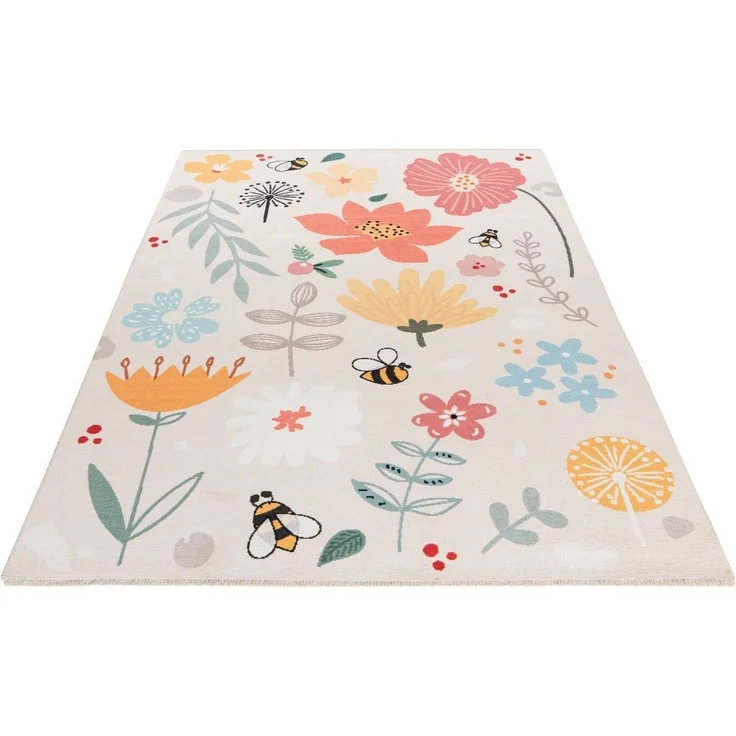 Obsession Kinderteppich My Greta 623, rechteckig, Höhe: 6 mm, bedruckt, Blumen Motiv, waschbar, mit Fransen, Kinderzimmer