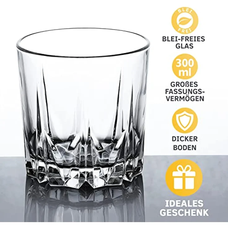 KONZEPT Gläser-Set Wassergläser Trinkgläser Set, Widerstandsfähiges Glas, 6-tlg, 6/12Set, 300ml, für Saft, Wasser, Cocktails, Gin Tonic, kalte Getränke – Bild 5