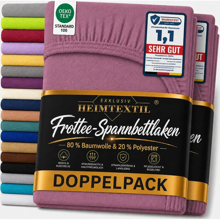 Frottee Spannbettlaken Doppelpack 60 - 70 x 140 cm Lila – Bild 1