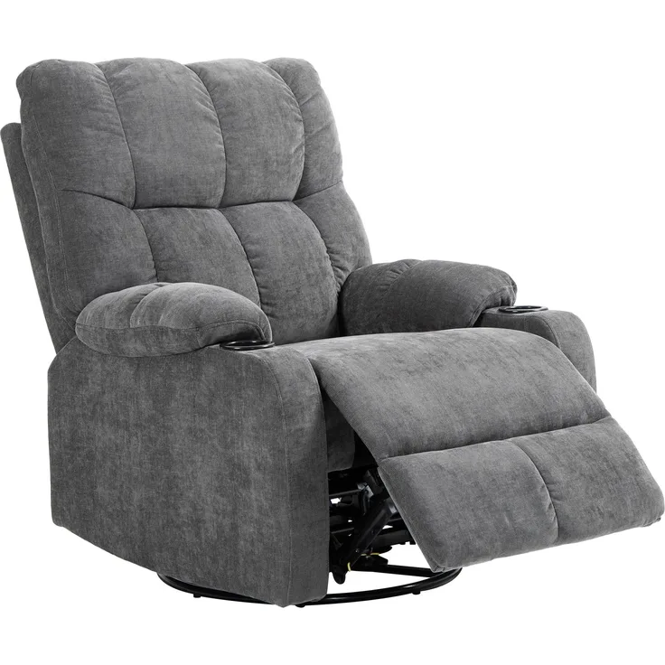 Wohnora-Relaxsessel mit Fußstütze, Liegesessel, drehbar, bis 150 kg, Stahlrahmen, 88x96x108cm, Dunkelgrau,H 1080cm x T 880cm x B 960cm