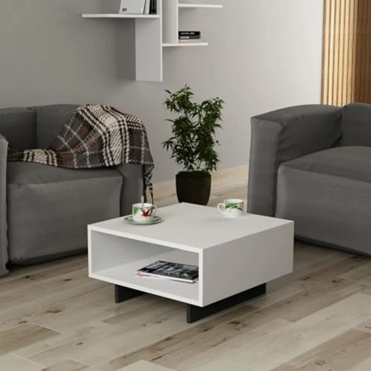 Calicosy Couchtisch, Weiß, melaminbeschichtet, 60x32x60 cm, mit Stauraum und FSC-Zertifikat – Bild 2