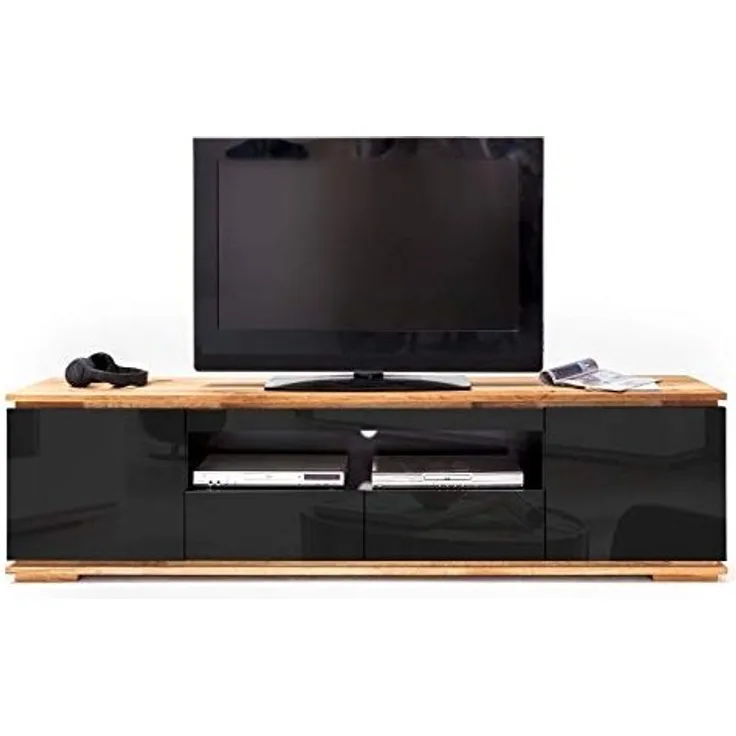 Chiaro Lowboard - Schwarz Hochglanz Asteiche massiv